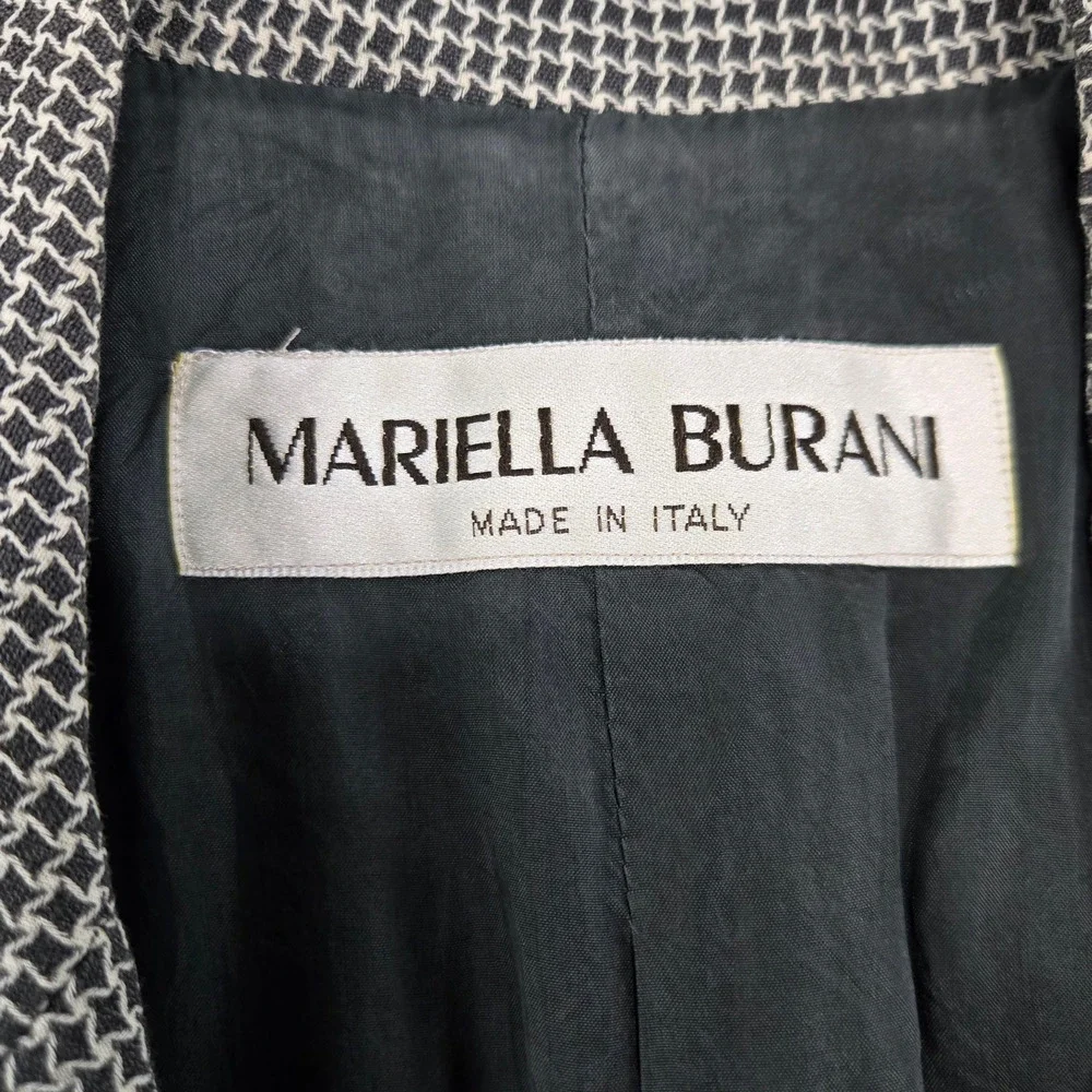 Vintage 90s Mariella Burani Houndstooth Longline Blazer Jacket Italy Made Size 4